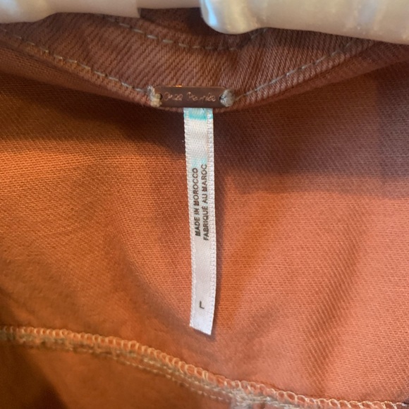 Free People Eisenhower Denim Jacket. Color: Terracotta. Size: L - Picture 2 of 4